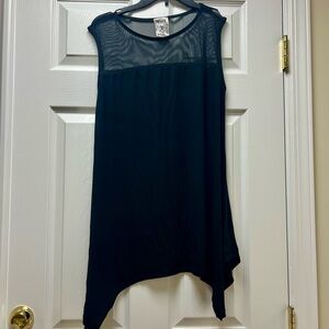 Vocal Sleeveless Handkerchief Hemline with Sheer Top. NWOT